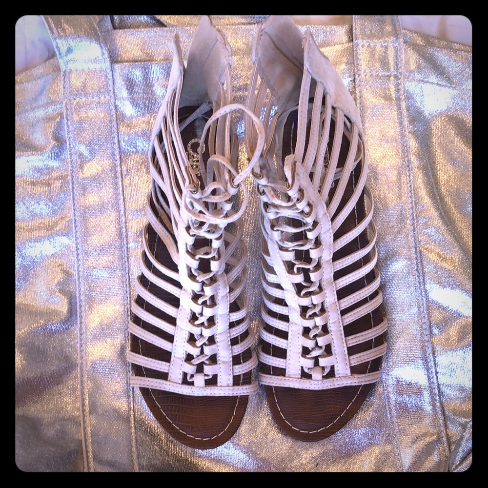 Carlos Santana caged sandals